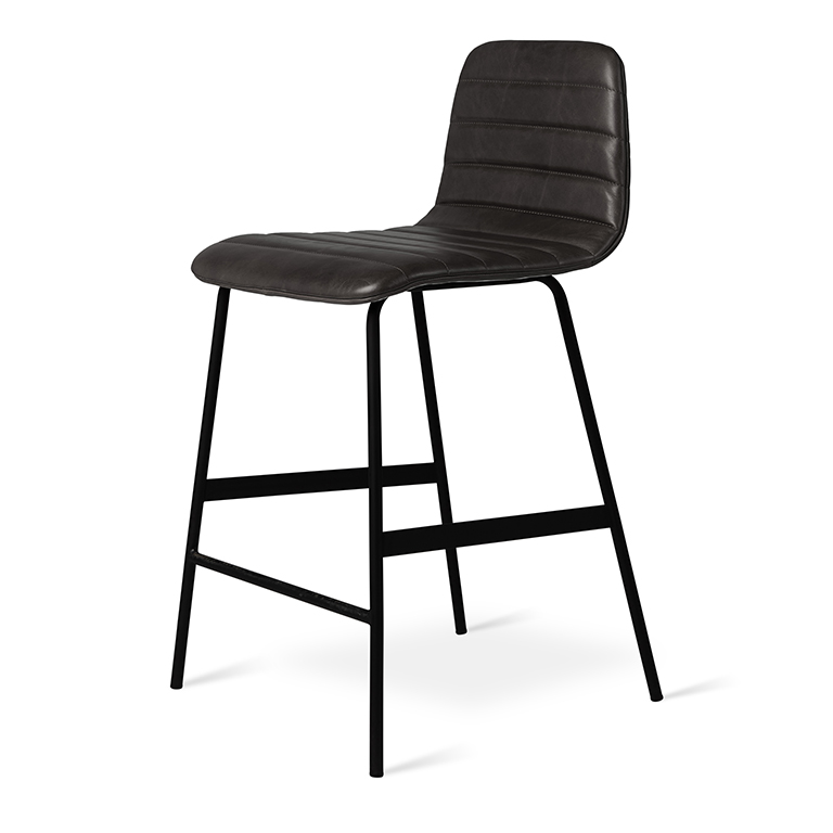Lecture Counter Stool - Saddle Black Leather - P01