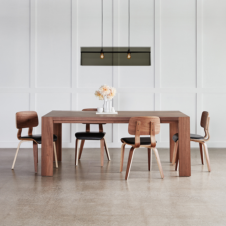 Plank Table + Cardinal Chair Walnut
