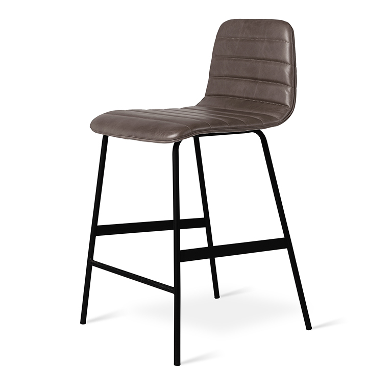 Lecture Counter Stool - Saddle Grey Leather - P01