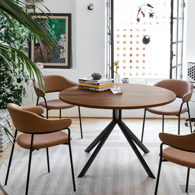 CB Giove round extending table tobacco oak CB Giove round extending table tobacco oak