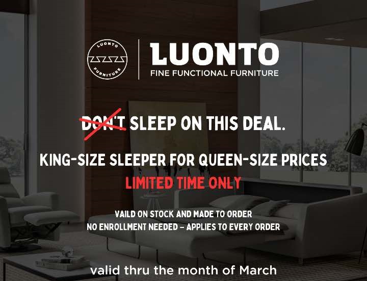 Luonto King Sleeper Upgrade at Queen Prices