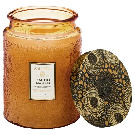 baltic amber large glass jar candle