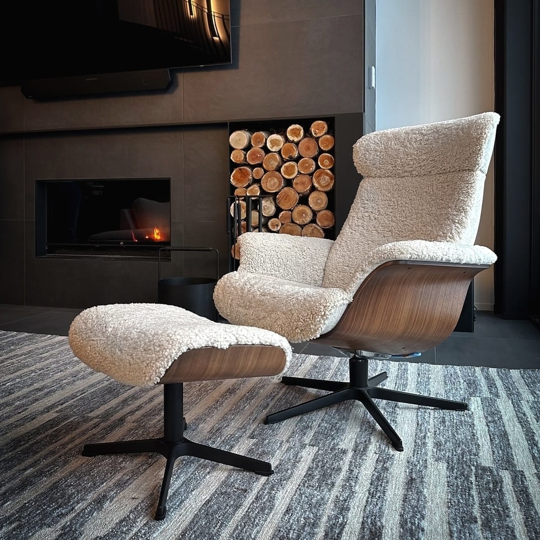 Timeout Sheepskin Recliner and Footstool