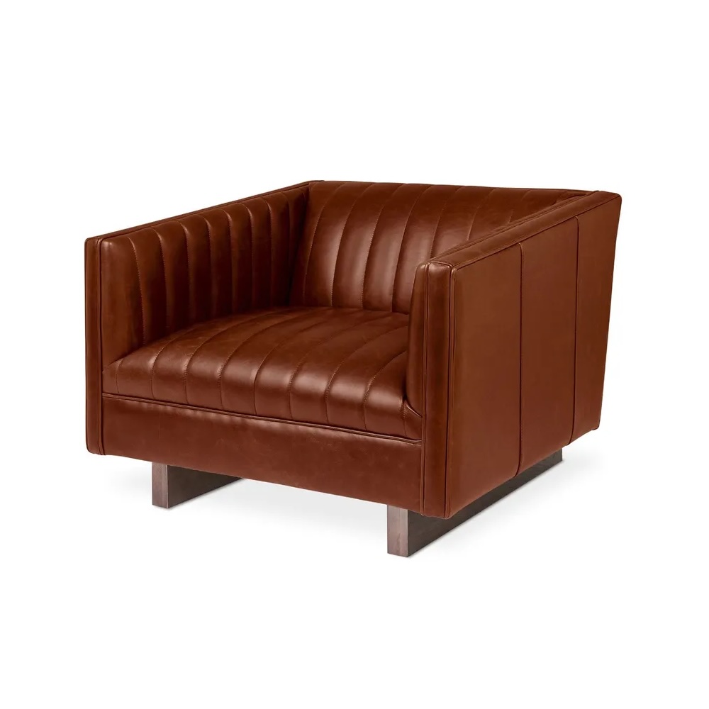 gus modern wallace chair saddle brown leather copy